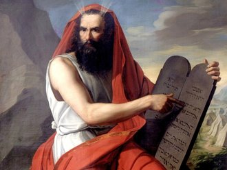 Moritz Daniel Oppenheim, Moses mit den Gesetzestafeln Gemälde "Moses mit den Gesetzestafeln" von Moritz Daniel Oppenheim