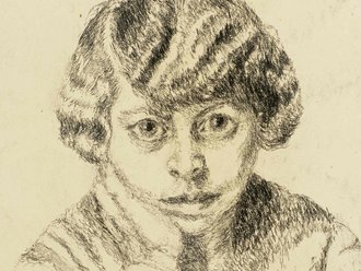 Else Meidner (1901–1987), Selbstporträt mit aufgestütztem Kinn, um 1925 Else Meidner (1901–1987), Selbstporträt mit aufgestütztem Kinn, um 1925