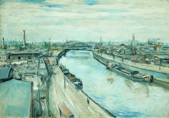Gemälde von Jakob Nussbaum: Frankfurter Osthafen, 1926