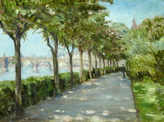Jakob Nussbaum, Mainufer mit Blick auf die Alte Brücke © Jüdisches Museum Frankfurt Jakob Nussbaum, Mainufer mit Blick auf die Alte Brücke, Frankfurt 1903