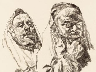 Ludwig Meidner: Zwei betende Juden, 1935/36 © Ludwig Meidner-Archiv, Jüdisches Museum der Stadt Frankfurt am Main Fettkreidezeichnung von Ludwig Meidner, Zwei betende Juden, 1935/36