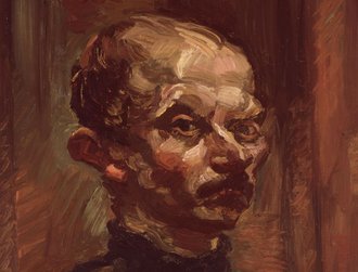Ludwig Meidner, Selbstporträt mit Palette und Pinseln (Ausschnitt), 1922 © Ludwig Meidner-Archiv, Jüdisches Museum der Stadt Frankfurt am Main Ausschnitt aus einem Selbsporträt von Ludwig Meidner